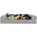 Furhaven Pet Dog Bed | Orthopedic Faux Fur & Velvet Traditional Sofa-Style Living Room Couch Pet Bed w/ Removable Cover for Dogs & Cats, Smoke Gray, Medium