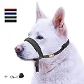 wintchuk Dog Head Collar with Padded Leather, Head Harness Stops Dog Pulling, Head Leash (L, Black)