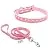 Dogs Kingdom 10"-16.5" Total Length Suede Skin Jeweled Rhinestones Pet Dog Collar Leash Set Sparkly Crystal Diamonds Studded Leather Puppy Dog Cat Collar Leash Set Pink S