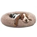 MIXJOY Orthopedic Dog Bed Comfortable Donut Cuddler Round Dog Bed Ultra Soft Washable Dog and Cat Cushion Bed (30'' x 30'') (Brown)