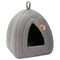 Hollypet Self-Warming 2 in 1 Foldable Comfortable Triangle Cat Bed Tent House, Dark Gray