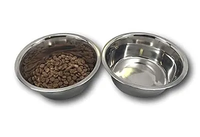 Top Dog Chews Stainless Steel Dog Bowl Set, 8" Large, 8 Cups, 64oz / 2 Quart. No stickers to remove.