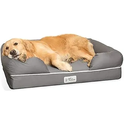 PetFusion Ultimate Dog Bed, Orthopedic Memory Foam, Multiple Sizes/Colors, Medium Firmness Pillow, Waterproof Liner, YKK Zippers, Breathable 35% Cotton Cover, Cert. Skin Contact Safe, 3yr. Warranty
