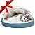 Furhaven Pet Dog Bed | Orthopedic Round Cuddle Nest Faux Sheepskin Snuggery Blanket Burrow Pet Bed w/ Removable Cover for Dogs & Cats, Blue, 26-Inch