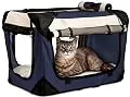 PetLuv "Happy Cat Premium Cat Carrier Soft Sided Foldable Top & Side Loading Pet Crate & Carrier Locking Zippers Shoulder Straps Seat Belt Lock Plush Pillow Reduces Anxiety