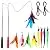 MeoHui 11PCS Retractable Cat Feather Toy Set, Interactive Cat Toys Wand with 2 Poles & 9 Attachments Worm Bird Feathers, Cat Feather Teaser Wand Toy for Kitten Cat Having Fun Exercise Playing