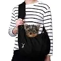TOMKAS Small Dog Cat Carrier Sling Hands Free Pet Puppy Outdoor Travel Bag Tote Reversible (Black)