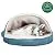 Furhaven Pet Dog Bed | Orthopedic Round Cuddle Nest Faux Sheepskin Snuggery Blanket Burrow Pet Bed w/ Removable Cover for Dogs & Cats, Blue, 26-Inch