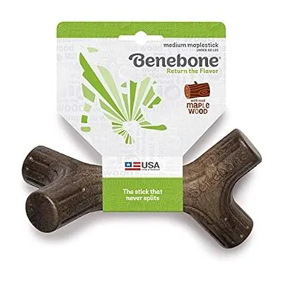 Benebone Maplestick Durable Dog Stick Chew Toy, Made in USA, REAL Maple Wood Flavor, Medium