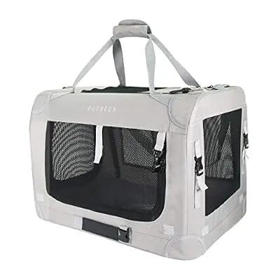 Petseek Extra Large Cat Carrier Soft Sided Folding Small Medium Dog Pet Carrier 24"x16.5"x16" Travel Collapsible Ventilated Comfortable Design Portable Vehicle