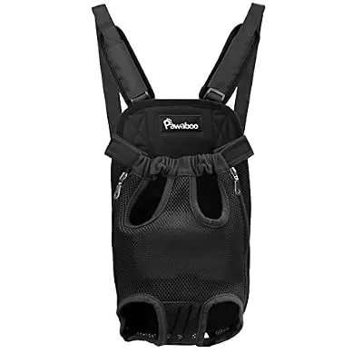 Pawaboo Pet Carrier Backpack, Adjustable Pet Front Cat Dog Carrier Backpack Travel Bag, Legs Out, Easy-Fit for Traveling Hiking Camping for Small Medium Dogs Cats Puppies, Small, Black