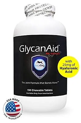 TopDog Health - GlycanAid-HA Advanced Joint Supplement for Dogs (150 Chewable Tablets) - Made in USA with USA Ingredients - Contains Glucosamine HCL, Chondroitin Sulfate, Hyaluronic Acid, MSM, Cetyl-M