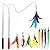 MeoHui 11PCS Retractable Cat Feather Toy Set, Interactive Cat Toys Wand with 2 Poles & 9 Attachments Worm Bird Feathers, Cat Feather Teaser Wand Toy for Kitten Cat Having Fun Exercise Playing