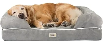 Friends Forever Memory-Foam Orthopedic Dog Bed 100% Suede Removable Cover 4" Mattress Lounge Sofa Premium Prestige Edition 36" x 28" x 9" Pewter Grey Large