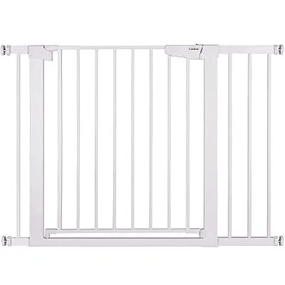 Cumbor 43.3” Auto Close Safety Baby Gate, Extra Tall and Wide Child Gate, Easy Walk Thru Durability Dog Gate for The House, Stairs, Doorways. Includes 4 Wall Cups, 2.75-Inch and 8.25-Inch Extension