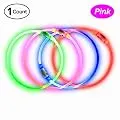 BSeen LED Dog Collar, USB Rechargeable, Glowing pet Dog Collar for Night Safety, Fashion Light up Collar for Small Medium Large Dogs (Candy Pink)