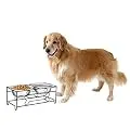 PETMAKER Stainless Steel Raised Food & Water Bowls with Decorative 6.5” Tall Stand for Dogs & Cats-2 Bowls, 40oz Each-Elevated Feeding Station