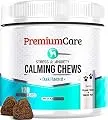 PREMIUM CARE Calming Treats for Dogs - Made in USA - Aids Stress, Anxiety, Storms, Barking, Separation and More - Organic Kelp + Valerian Root Soft Chews - 120 Count Dog Calming Treats