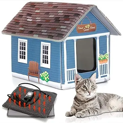 PETYELLA Cat Houses for Outdoor Cats - Heated Cat Bed - Heated Cat House - Outdoor Cat House