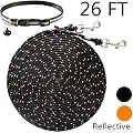 OFPUPPY Reflective Cat Tie Out Pet Rope Leash - Nylon Braided Cat Lead for Outside,Orange Black,26 Feet