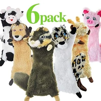 SHARLOVY Dog Squeaky Toys No Stuffing, 6 Pack Dog Toys Crinkle Dog Toys for Small Dogs Durable Dog Chew Toys Plush Cute Animals Natural Puppy Toys for Teething Pet Toys Squeak