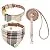 EXPAWLORER Bow Tie Dog Collar and Leash Set Classic Plaid Adjustable Dogs Bandana and Collars with Bell for Puppy Cats 3 PCS Beige