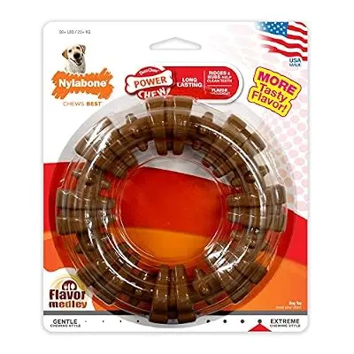 Nylabone Dura Chew Power Chew Textured Ring, Large Durable Dog Chew Toy, Great for Aggressive Chewers