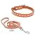 Dogs Kingdom 10"-16.5" Total Length Suede Skin Jeweled Rhinestones Pet Dog Collar Leash Set Sparkly Crystal Diamonds Studded Leather Puppy Dog Cat Collar Leash Set Pink S