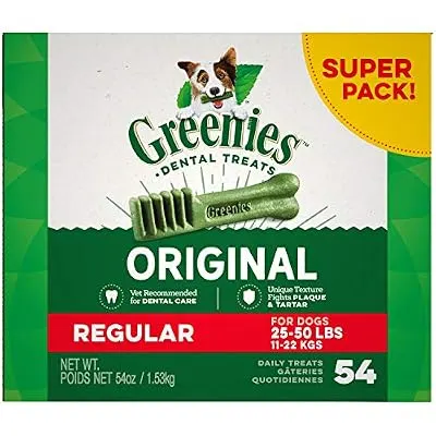Greenies Original Regular Size Natural Dental Dog Treats, 54 oz. Pack