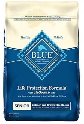 Blue Buffalo Life Protection Formula Senior Dog Food – Natural Dry Dog Food for Senior Dogs – Chicken & Brown Rice – 30 lb. Bag