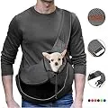 YUDODO Reflective Pet Dog Sling Carrier Breathable Mesh Travel Safe Sling Bag Carrier for Dogs Cats (M up to 10lbs Black)