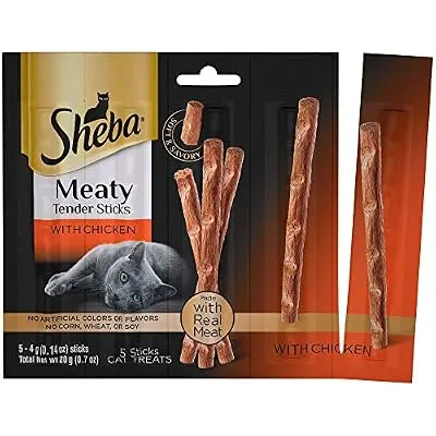 SHEBA Meaty Tender Sticks Cat Treats Chicken Flavor, (50) 0.14 oz. Sticks