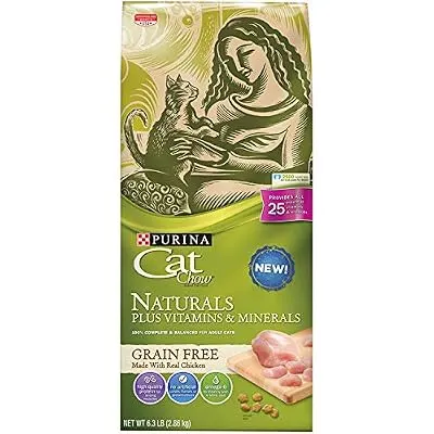 Purina Cat Chow Grain Free, Natural Dry Cat Food, Naturals With Real Chicken - 6.3 lb. Bag (Packaging may vary)