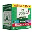 GREENIES Regular Natural Dog Dental Care Chews Oral Health Dog Treats 3-Flavor Variety Pack, (3) 12 oz. Pouches