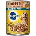 Pedigree Chopped Ground Dinner Chicken & Rice Dinner Adult Canned Wet Dog Food, (12) 13.2 Oz. Cans