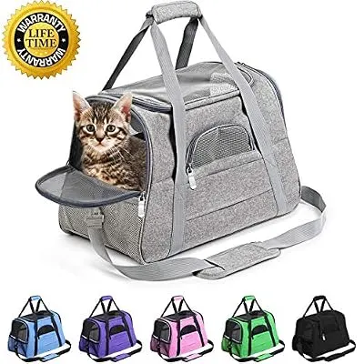 Prodigen Pet Carrier Airline Approved Pet Carrier Dog Carriers for Small Dogs, Cat Carriers for Medium Cats Small Cats, Small Pet Carrier Small Dog Carrier Airline Approved Cat Pet Travel Carrier-Gray