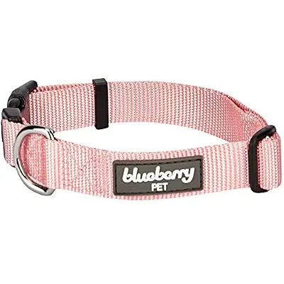 Blueberry Pet Essentials 22 Colors Classic Dog Collar, Baby Pink, Small, Neck 12"-16", Nylon Collars for Dogs