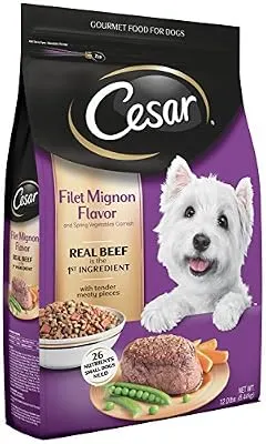 Cesar Small Breed Dry Dog Food Filet Mignon Flavor Real Beef Net Wt. 12.0 lbs