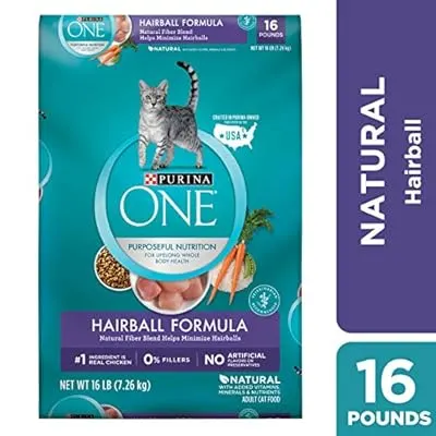 Purina ONE Hairball, Natural Dry Cat Food, Hairball Formula - 16 lb. Bag