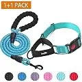 haapaw 2 Packs Martingale Dog Collar with Quick Release Buckle Reflective Dog Training Collars for Small Medium Large Dogs (Collar+Leash, M Neck 14"-16.5", Turquoise+Turquoise, 2 Packs)