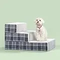 Zinus Cozy Pet Stairs/Pet Ramp/Pet Ladder/Grey Checked, Small