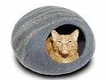 MEOWFIA Premium Cat Bed Cave (Large) - Eco Friendly 100% Merino Wool Beds for Cats and Kittens (Large, Slate Grey)