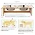 FOREYY Raised Pet Bowls for Cats and Small Dogs, Bamboo Elevated Dog Cat Food and Water Bowls Stand Feeder with 2 Stainless Steel Bowls and Anti Slip Feet (4'' Tall, Large Bowl)