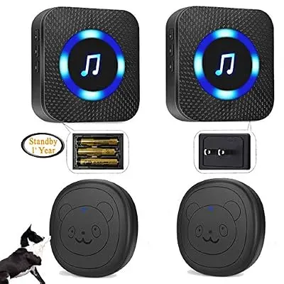 SIARY Dog Door Bell Doggie Doorbell for Potty Training with Wireless Waterproof Touch Button 2 Transmitters and 2 Receivers