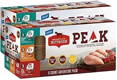 Rachael Ray Nutrish PEAK Natural Wet Dog Food Adventure Pack Variety, 3.5 Ounce Tub (Pack of 18), Grain Free, Protein