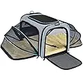 OMORC Pet Carrier Airline Approved, Expandable Foldable Soft-Sided Dog Carrier, Cat Carrier with 3 Open Doors, 2 Reflective Tapes, Pet Travel Bag Safe and Easy for Cats and Dogs