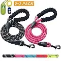 ladoogo 2 Pack 5 FT Heavy Duty Dog Leash with Comfortable Padded Handle Reflective Dog leashes for Medium Large Dogs