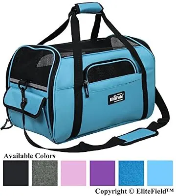 EliteField Soft Sided Pet Carrier (3 Year Warranty, Airline Approved), Multiple Sizes and Colors Available (Medium: 17" L x 9" W x 12" H, Sky Blue)