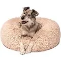 Friends Forever Calming Bed for Dogs, Donut Dog Bed for Pet Comfy, Marshmallow Cat Beds - Tan 30 X 30 Inch