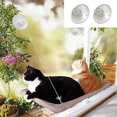 Angela&Alex Window Cat Bed, Cat Window Seat Window Perch Bed Hammock with 2 Extra Replaceable Suction Cups Space Saving All-Around 360° Sunbath Holds Up to 55 lbs for Any Cat Size